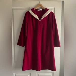 Vintage 80s does 60s deep pink & white trim coat